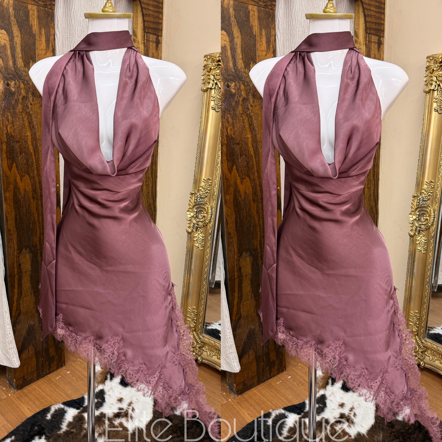 Satin lace dress