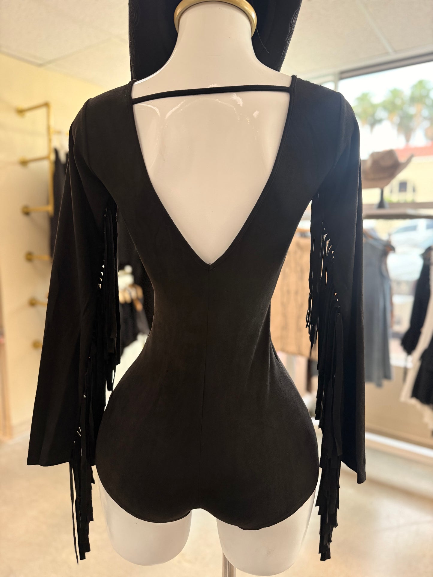 Black fringe romper