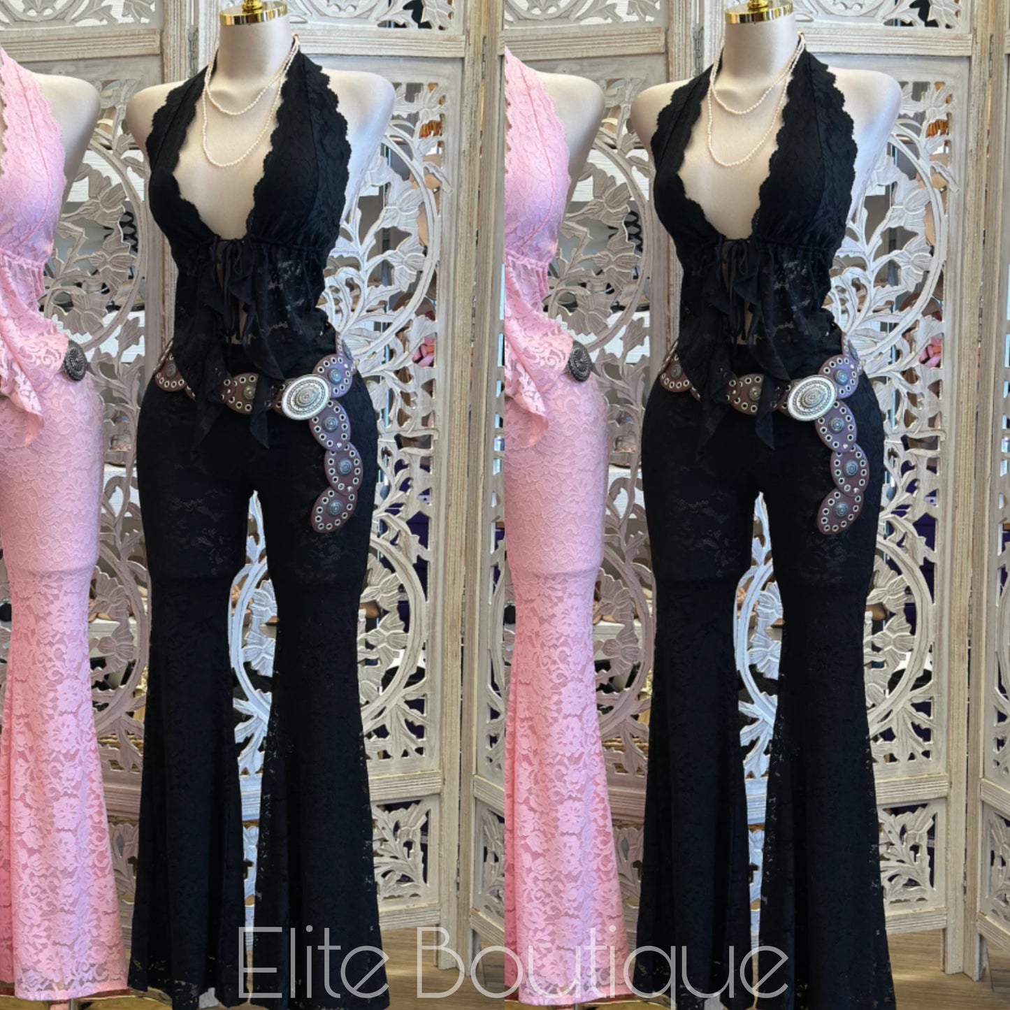 Two piece set black lace
