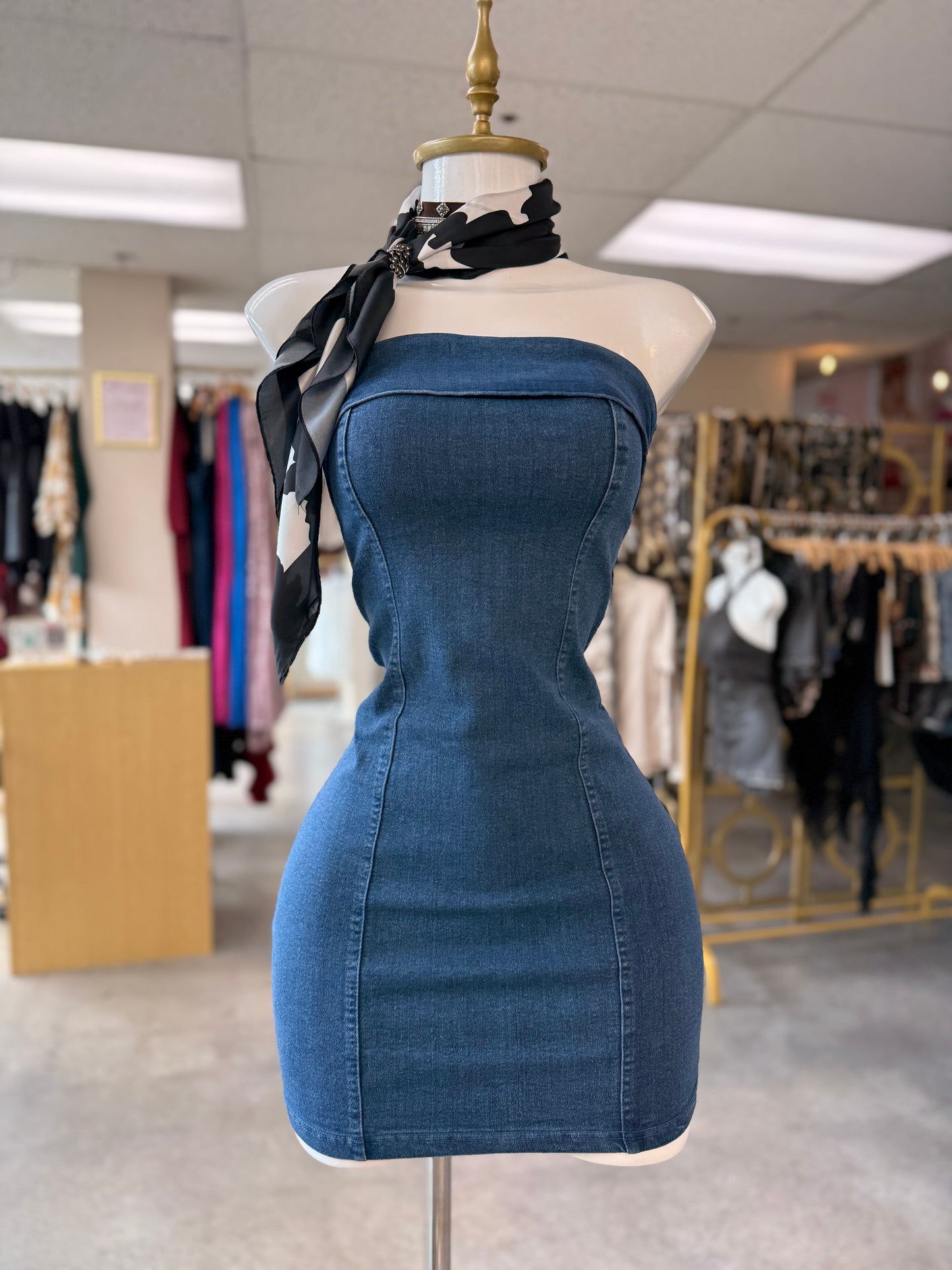 Mini denim dress