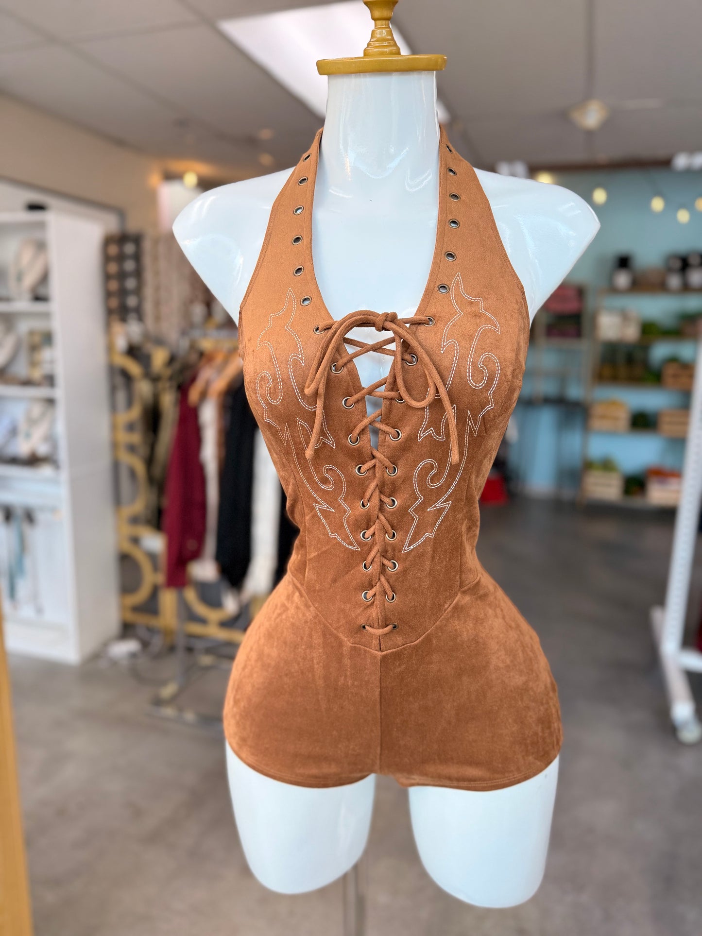 Suede Romper