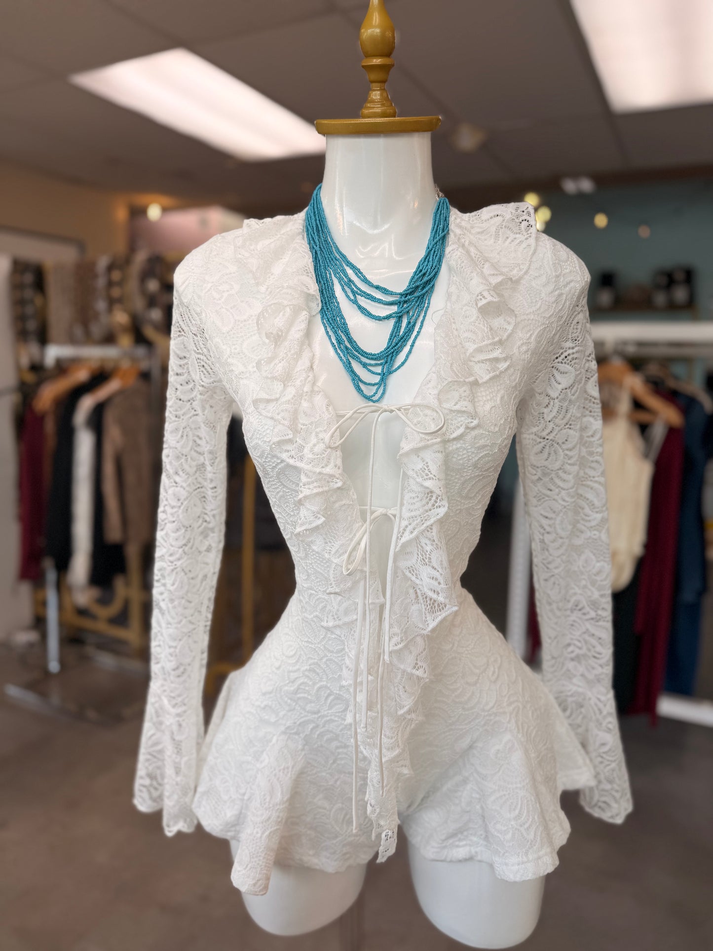 Lace white romper