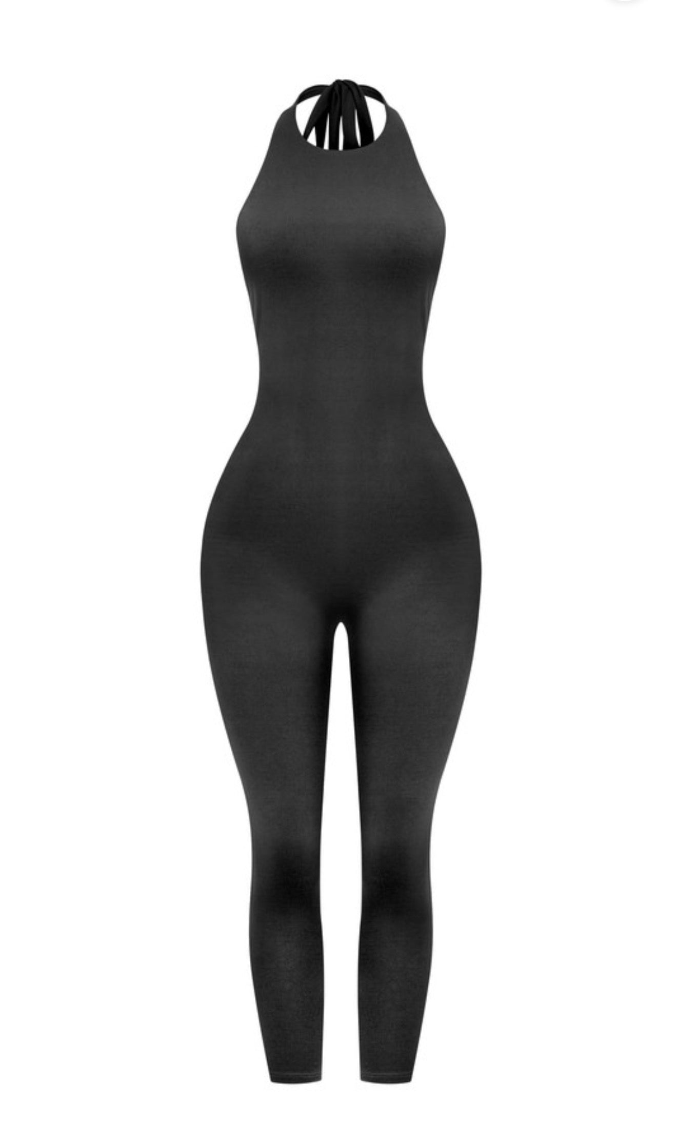 Open low back halter jumpsuit