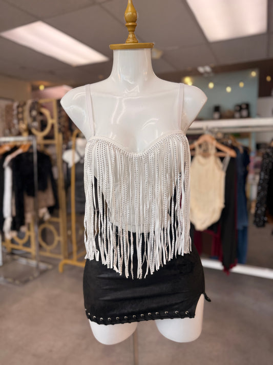 White Fringe Corset