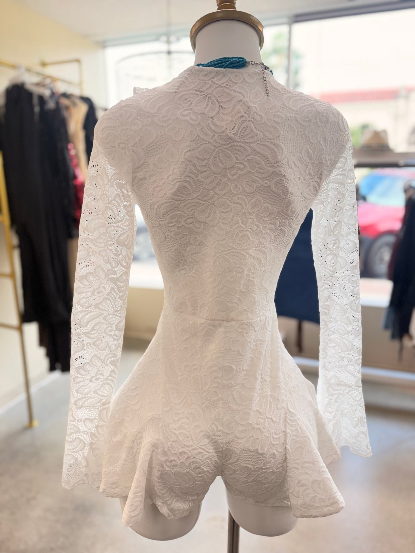 Lace white romper